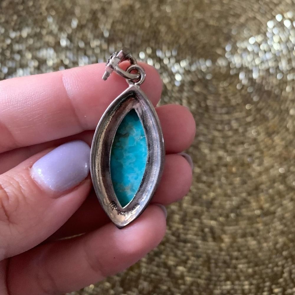 Silver Turquoise Stone Pendant - Picture 3 of 6